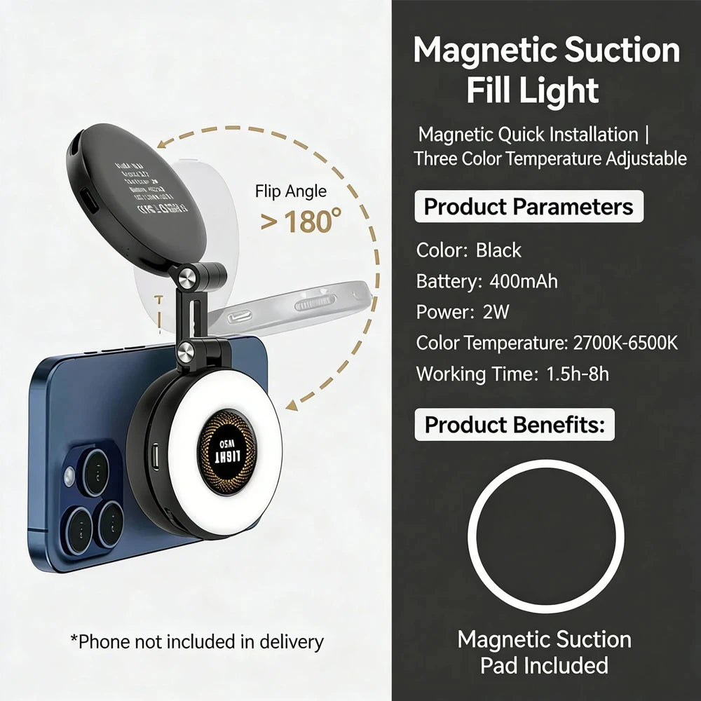 PH‑80 Magnetic Camera Grip Bluetooth Remote Shutter Zoom Control Anti‑Slip Handheld Shooting Handle Universal For IOS Android