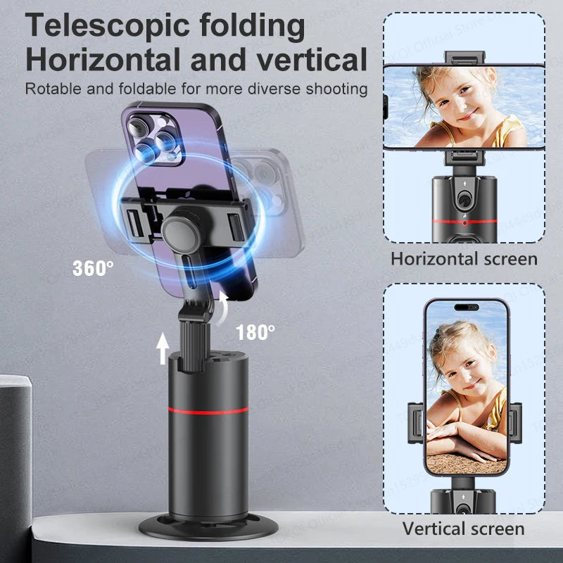 TOKQI Desktop AI Tracking Gimbal Stabilizer Phone Holder for Cellphone 360° Rotation Shooting Live Shot Vlog with Wreless Remote