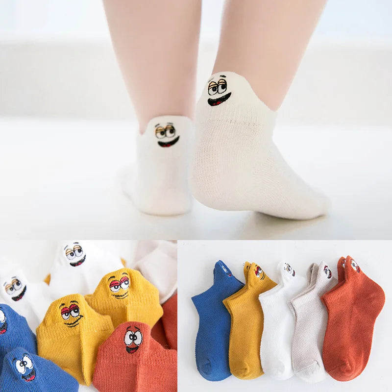 5 Pairs /pack Kids Socks Funny Teenagers Dinosaur Happy Cotton Socks Boys Kid Sock Mesh Girl Candy Bow Toddler Crew Socks