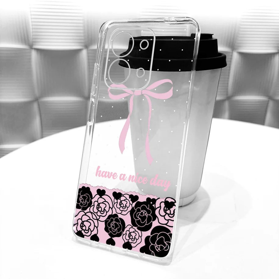 For Xiaomi Redmi 15C 5G 2025 Case Fashion Flower Bow Soft Silicone Clear Back Cover For Xiaomi Poco C85 5G Redmi15C 173MM Bumper