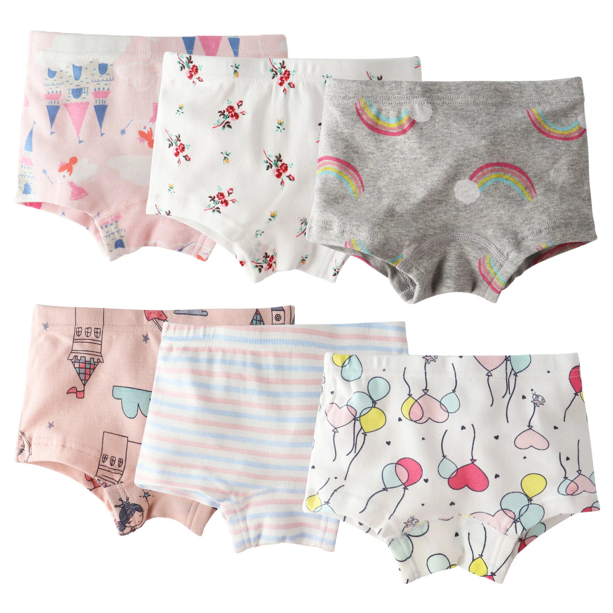 6 Pcs Kids Little Girls Underwear Toddler Baby 100% Cotton Soft Briefs Panties Cartoon Big Girls Undies 1-10 Years