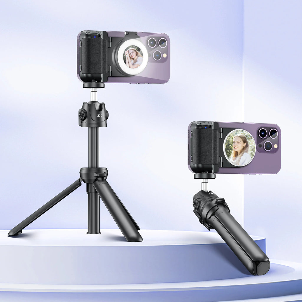 JJC Magnetic Phone Camera Grip Handle Selfie Bracket with Wireless Shutter Remote with 1/4” Tripod Screw for iPhone 17 16 15 14