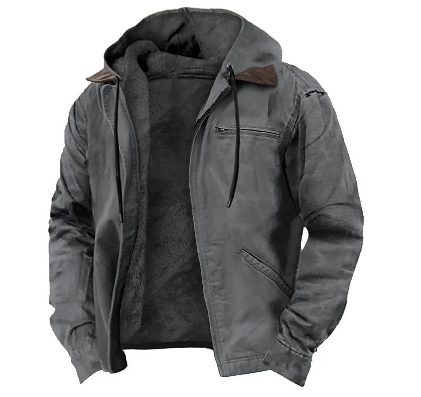 American European New Fashion Men’s Casual Trendy Solid Color Zipper Simple Cotton Padded Jacket Male Loose Coats Parkas Clothes