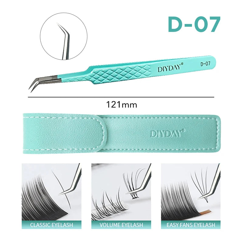 DIYDAY Anti-Slip Tweezers, High-Density Fiber Tip for Eyelash Extensions & Eyebrow, Professional Precision Beauty Tools