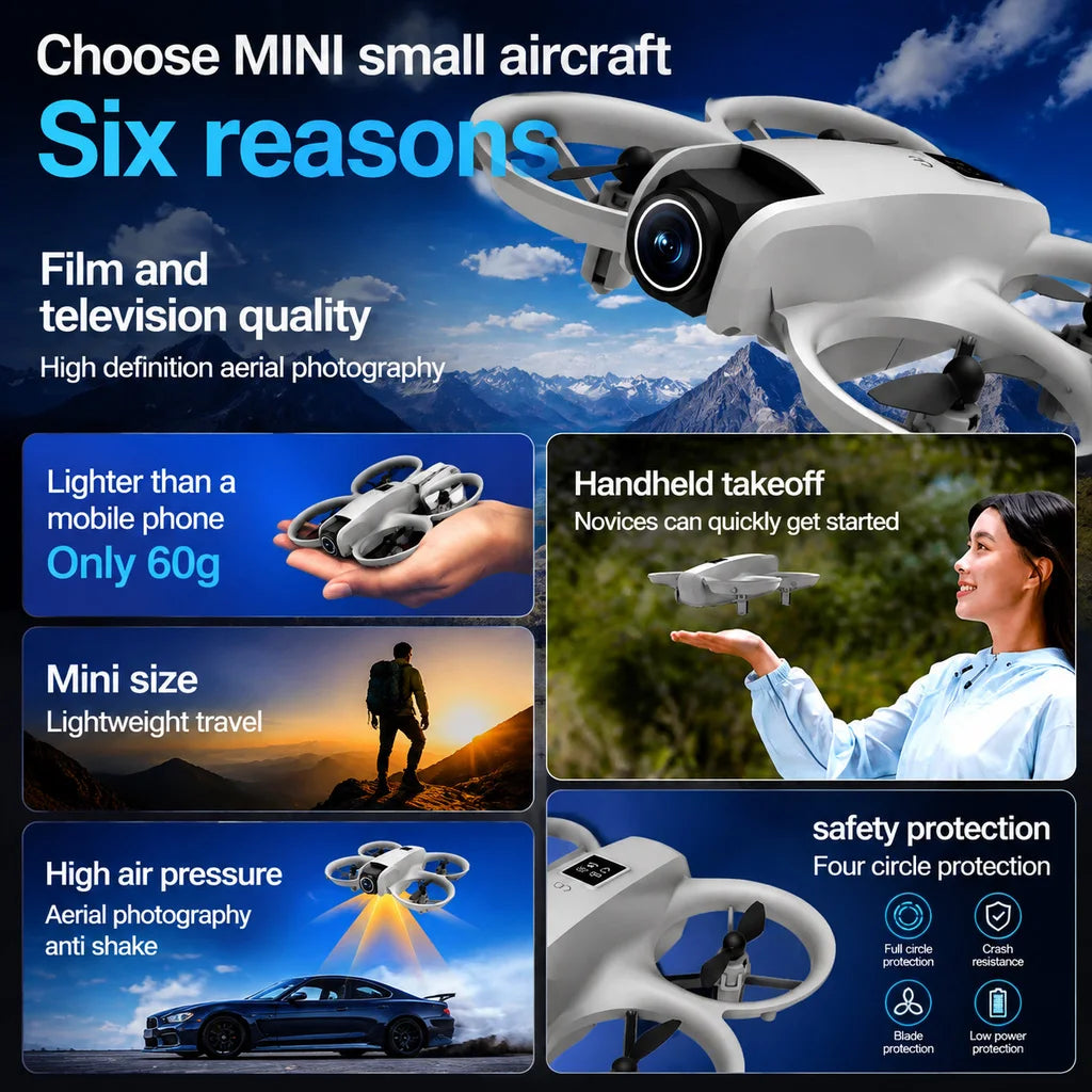2026 NEW Mini Foldable Drone Professional 8K Aerial HD Avoiding Obstacle with Remote Control Folding Brushless RC Drone Toy Gift