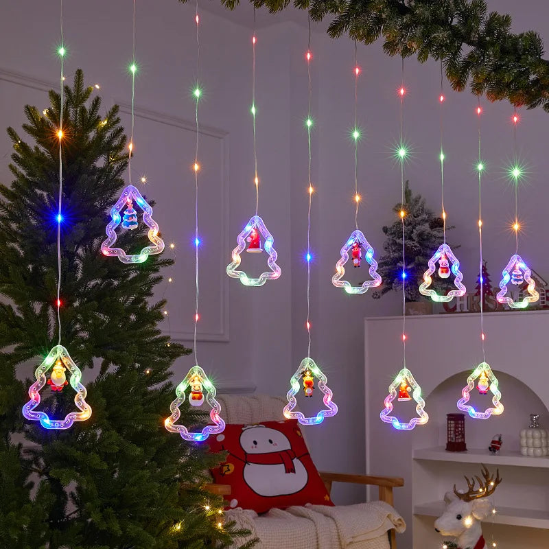 LED Christmas Style Curtain Lights 8 Lighting Modes Fairy String Light for Garden Patio Wedding Party Xmas Decor Waterproof Lamp
