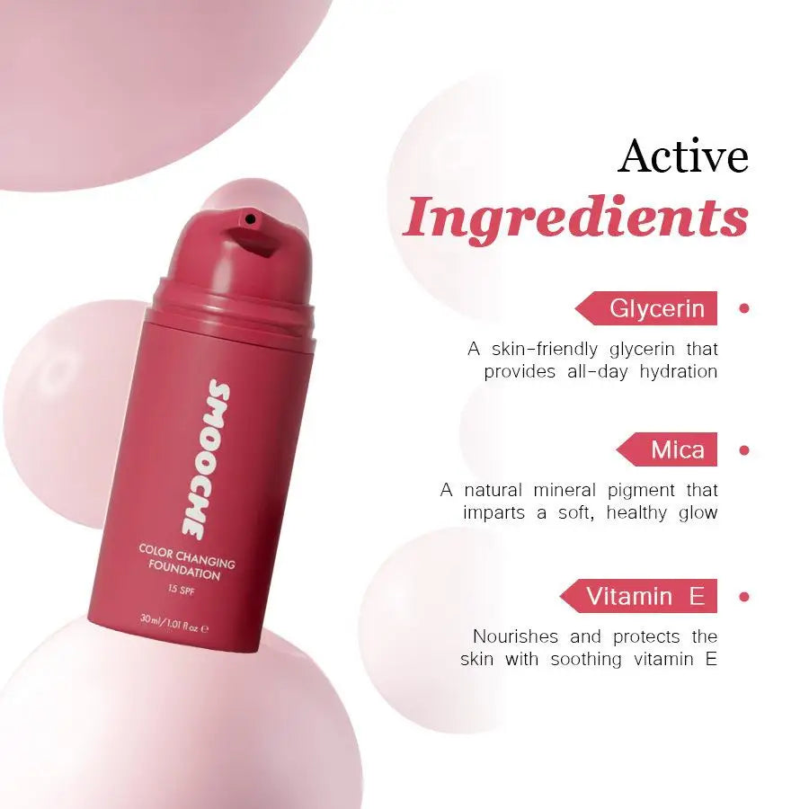 15ml Smooche Korean Color Changing Foundation For All Skin Types 15 SPF Cover Blemish Foundation Brand Original Face Base Makeup