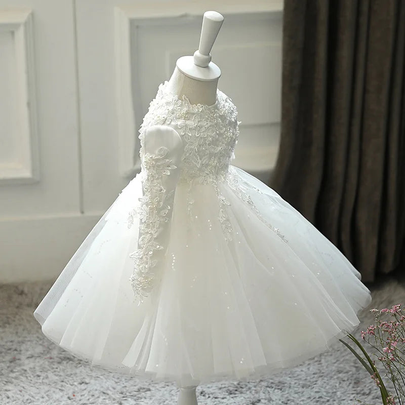 Girls' New One-Year-Old Flower Girl Wedding Piano Performance Dress Embroidered Princess Gown