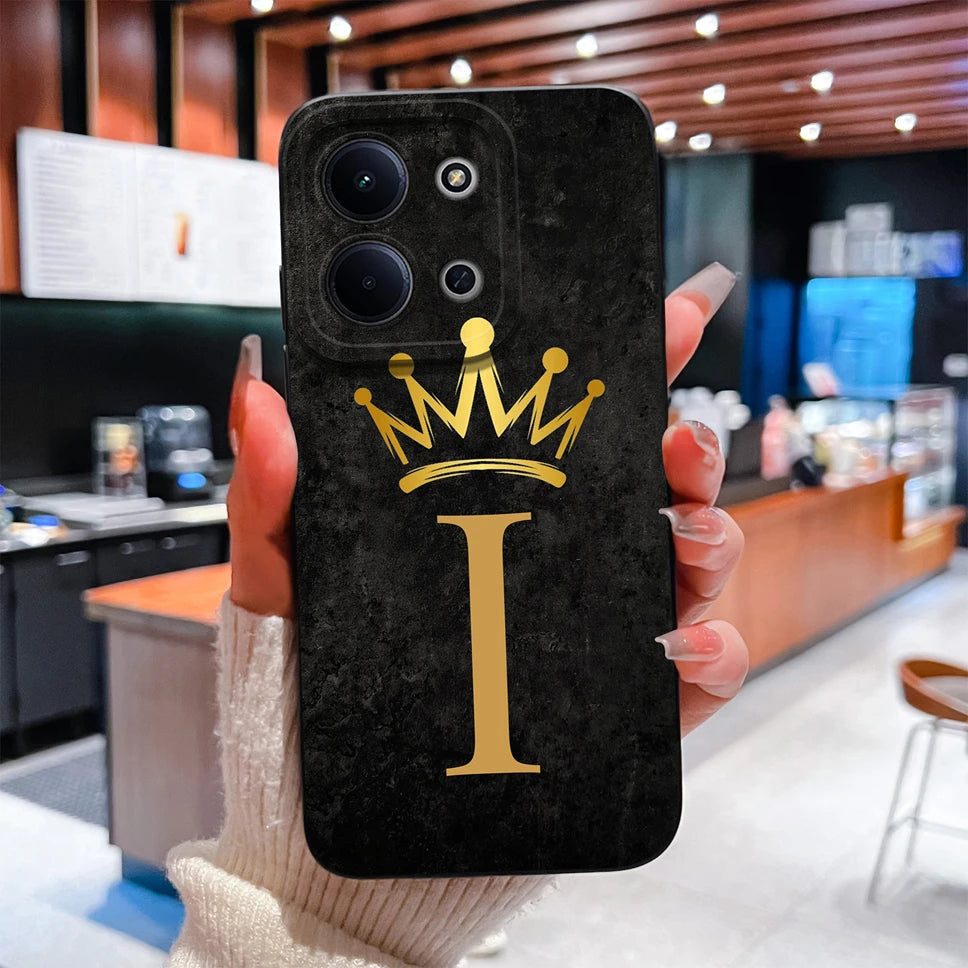 For Redmi 15C 4G 5G Couple Phone Case Fashion Crown Letters Protective Back Cover For Redmi15C Soft Smooth Liquid Silicone Funda