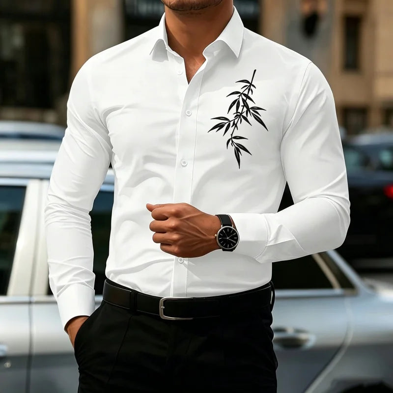 2026 New Men's Contrasting Striped Shirt Street Style Black and White Striped Slim Fit Shirt Business Casual Formal Shirt XS-6XL