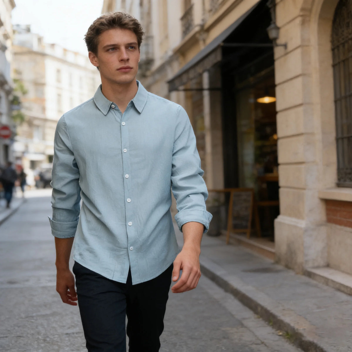 Men's Cotton Linen Shirt Casual Fashion Male Clothing High Quality Tops Black White Shirts Business Long Sleeve Shirt Men