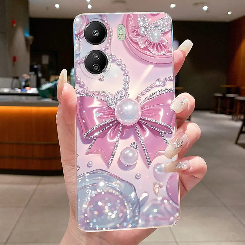 Case For Xiaomi Redmi 13C Poco C65 4G Capa Flower Butterfly Phone Casing Redmi13C Poco M6 5G Soft Silicone Transparent TPU Cover