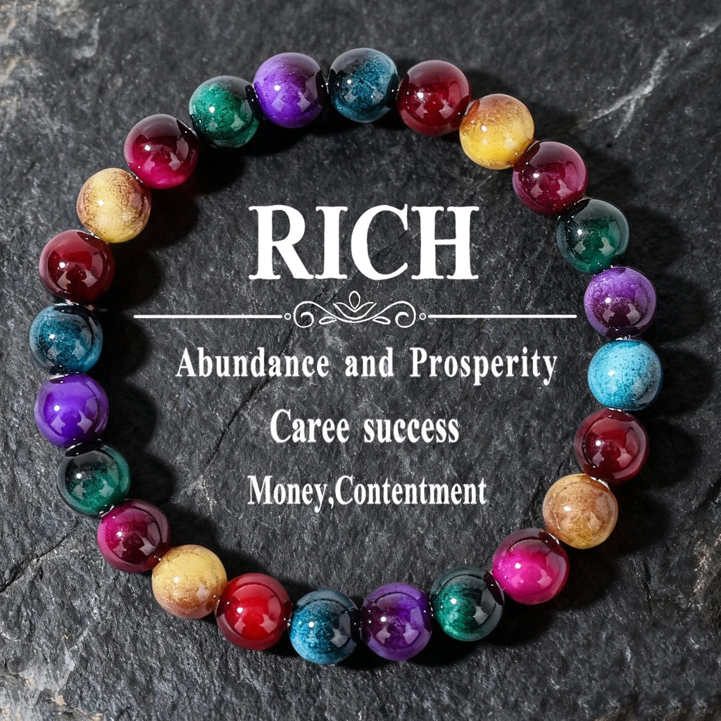 Fashion Autumn and Winter Jewellery Yellow Green Red Purple Blue Brazaletes for Family Banquet Unique Beaded Bracelets for Women