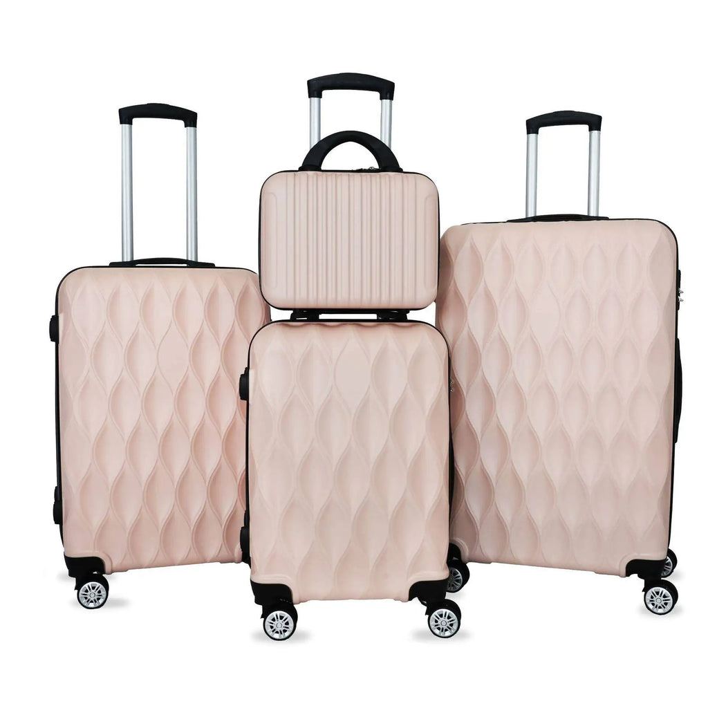 Expandable Suitcase Set 4 Piece Casual Style Polyester  ABS Material with Wheels Unisex New Condition No Lock Included