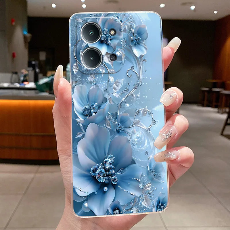 New For Redmi 15C Poco C85 4G Case Clear Luxury Fashion Butterfly Flower Soft TPU Silicone Phone Cover For Redmi15C PocoC85 Case