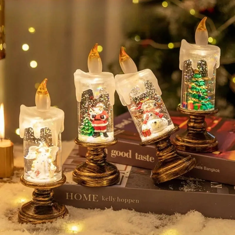 Christmas Candle Night Light Desktop Decoration - LED Luminous Ambient Ornament Gift for Home Scene Setup