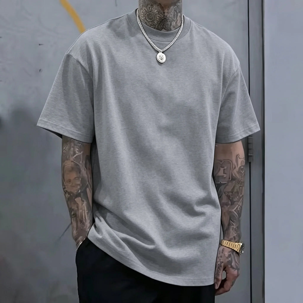 Cotton Hot Sales Mens T-shirt Solid Color Casual Quality Short Sleeve Outdoor Sports Jogging T-shirt Soft Loose Black White Tees