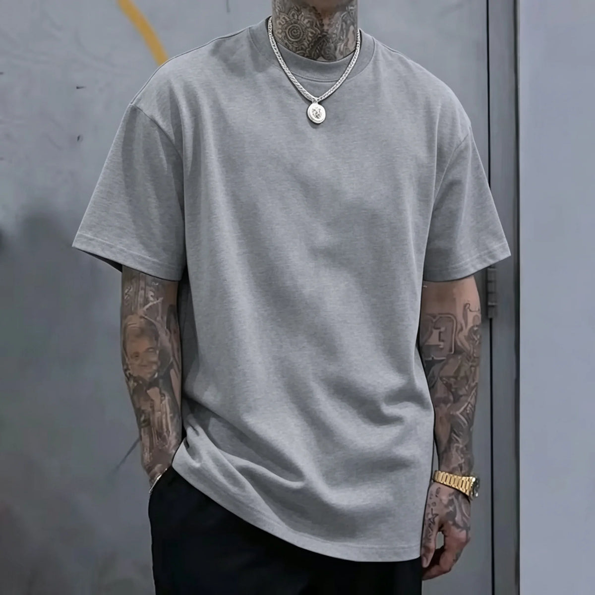 Cotton Hot Sales Mens T-shirt Solid Color Casual Quality Short Sleeve Outdoor Sports Jogging T-shirt Soft Loose Black White Tees