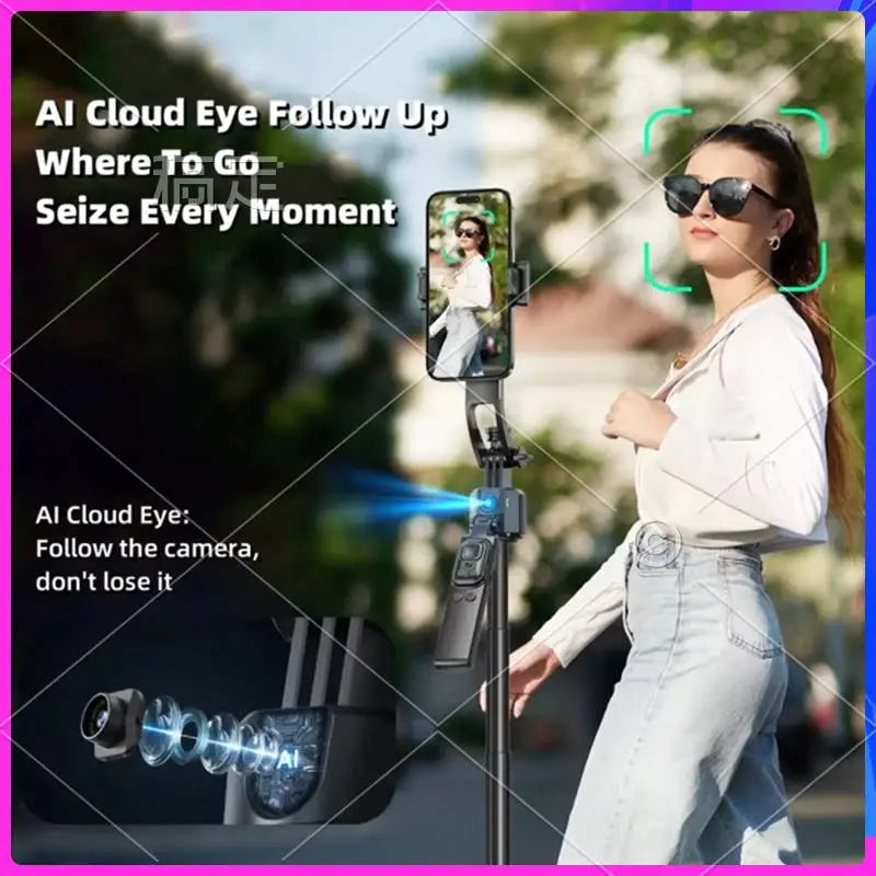 ABT-C17 Monopod 360° Auto-Rotation AI Tracking Shootings Tripod Bluetooth Shutter For Phone Holder Wireless Selfie Stick