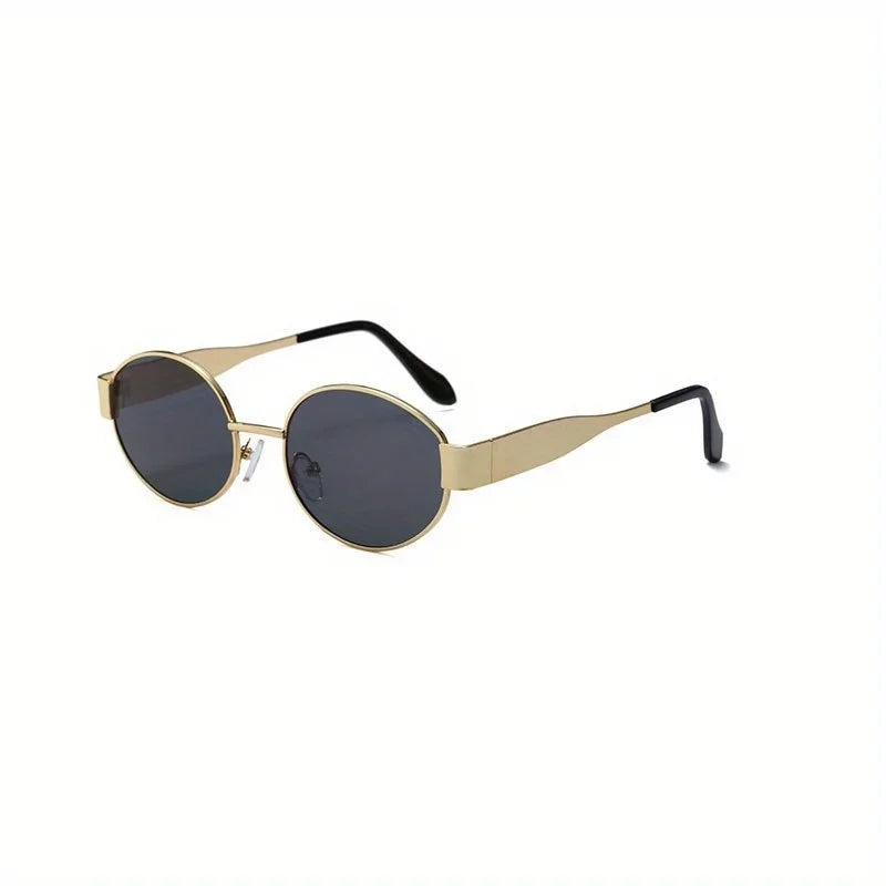 Oval sunglasses for women men trendy metal frame sun glasses classic shades