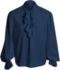Mandylandy Vampire Men Shirts Tops Renaissance Victorian Steampunk Ruffled Shirt Tops Medieval Halloween Costume Clothing Tops