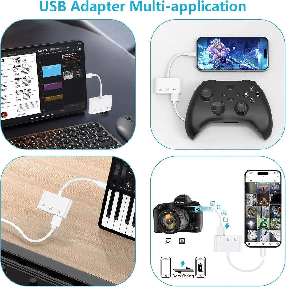 3-in-1 Type-C Adapter TF SD High-Speed Memory Card Reader OTG USB C USB 2.0 Connector for MacBook USB Type Adapter
