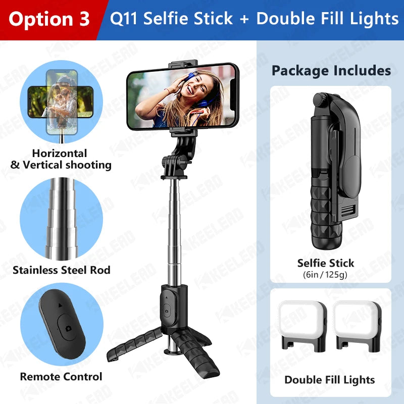 Mini Selfie Stick Foldable Tripod with Bluetooth Wireless Monopod with Remote Shutter For iPhone IOS Xiaomi Android Phone