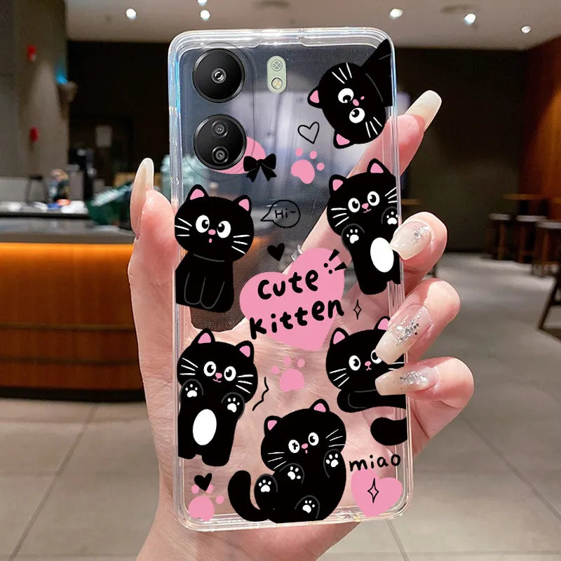 Case For Xiaomi Redmi 13C Poco C65 4G Capa Flower Butterfly Phone Casing Redmi13C Poco M6 5G Soft Silicone Transparent TPU Cover