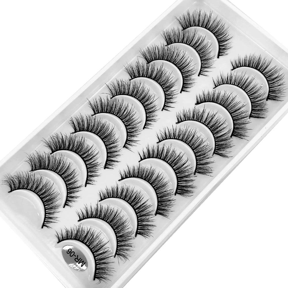 New 10 Pairs 3D Faux Mink Lashes Natural Long Soft Short Lashes Handmade Fake Lashes Makeup Tool Eyelashes Extension Maquiagem