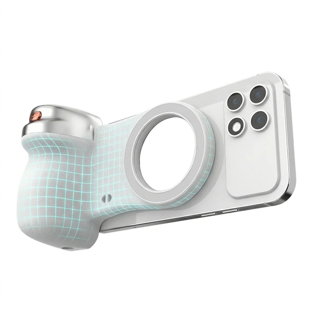 360 Rotation Magnetic Camera Grip w Fill Light for MagSafe iPhone Shutter Bluetooth Remote Control Selfie Handle Stabilizer