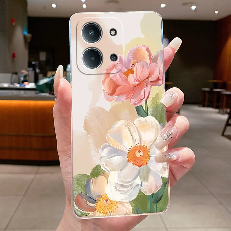 New For Redmi 15C Poco C85 4G Case Clear Luxury Fashion Butterfly Flower Soft TPU Silicone Phone Cover For Redmi15C PocoC85 Case