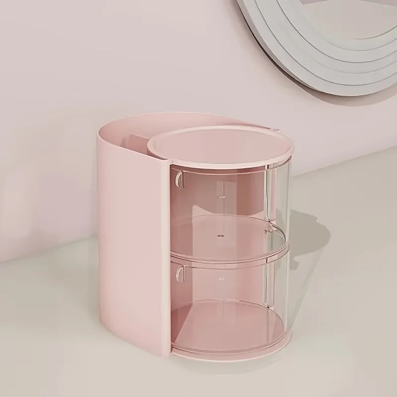 Multi-Layer Hair Accessories Storage Box Rotating Transparent Jewelry Organizer Desktop Case for Makeup Brush Powder Puff