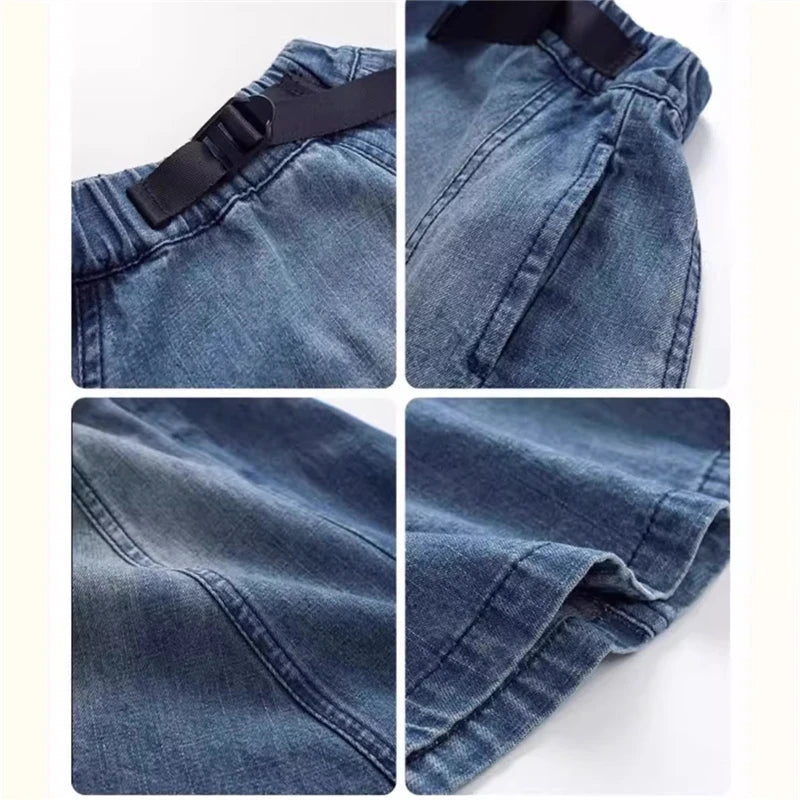 Classic Kids Designer Elastic Waist Long Denim Skirt for Teens Girl Vintage Blue Summer Streetwear Skirt Child Casual Outfit