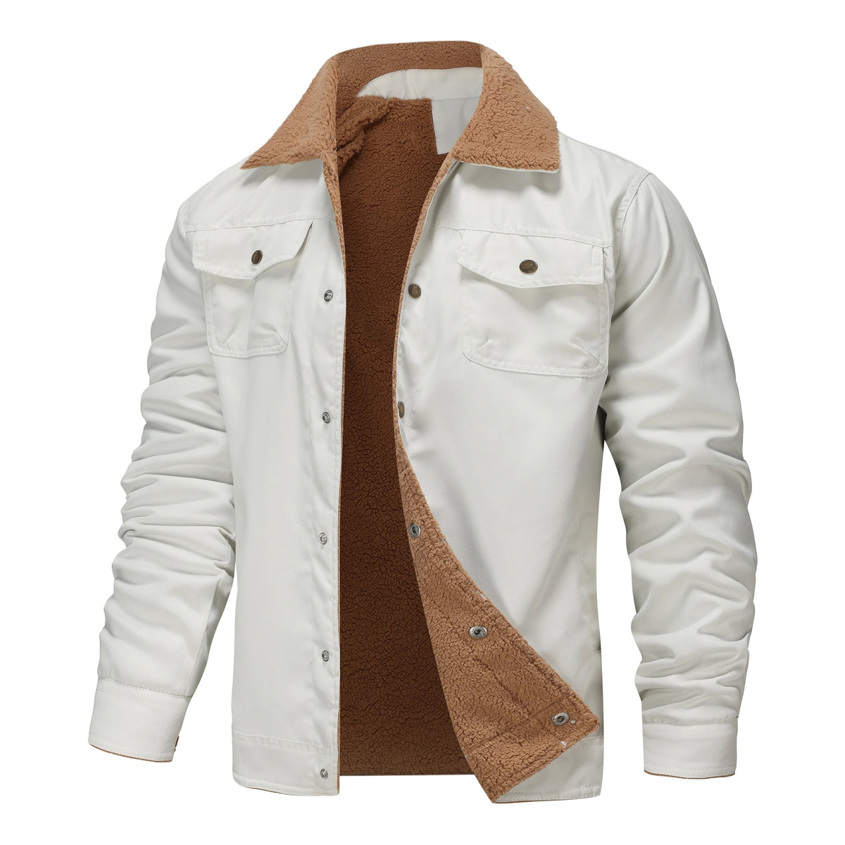 2025 New Men's Winter Casual Fleece Jacket Solid color Warm Non-elastic Lapel Button jacket suitable for daily commuting outdoor