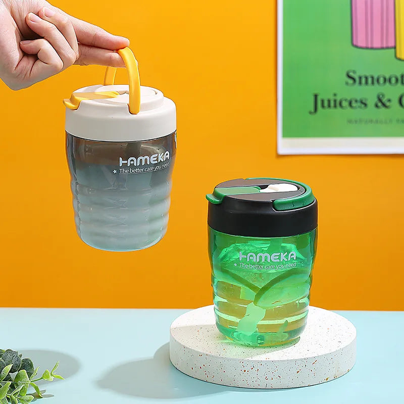 Aesthetic Straw Tumbler for Girls - 500ml Large Capacity Travel Cup for Coffee/Milk Tea, Summer Portable Water Bottle