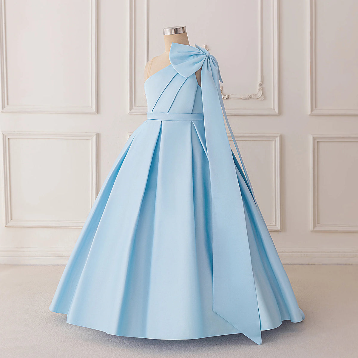 Fashion Bow Bridesmaids Party Girls Dress Elegant Wedding Birthday Princess Prom Dresses for Girl Gala First Communion Costumes