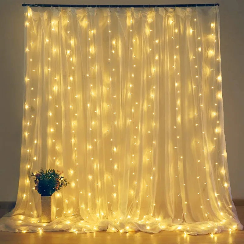 6x3M/3x3m Curtain Garland on The Window USB Power Fairy Lights Festoon with Remote New Year Garland Led Lights Christmas Decor