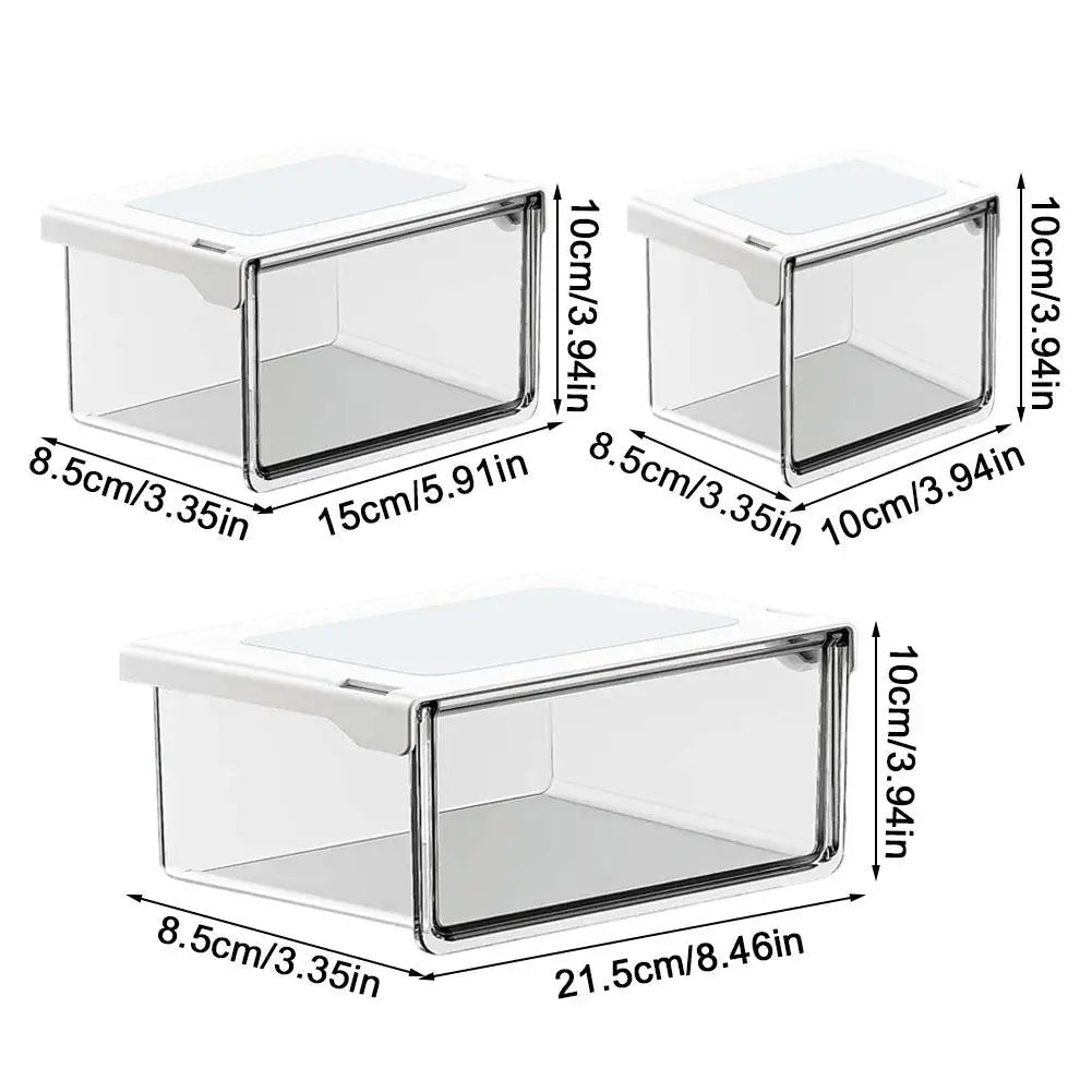 Plastic Drawer Style Storage Box Self Adhesive Large Capacity Makeup Storage Container Transparent Space Saving ﻿