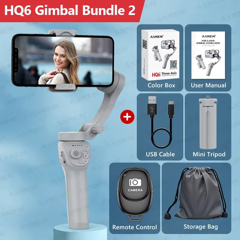 3-Axis Handheld Gimbal Stabilizer with Zoom Function  Fill Light Image Stabilization for Smartphones Supports Face Tracking