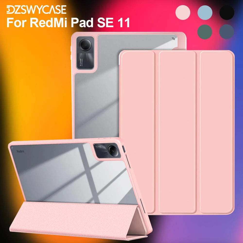 Case for Redmi Pad SE 11 inch Shockproof Cover with Clear Transparent Back Shell Redmi Pad SE 2023 Cover with Auto Wake/Sleep