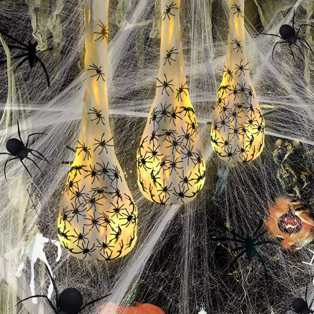 1-5PCS Hanging Light Up Spider Egg Sac Outdoor Decoration Glowing Web Egg for Halloween Party Indoor Gift Decor