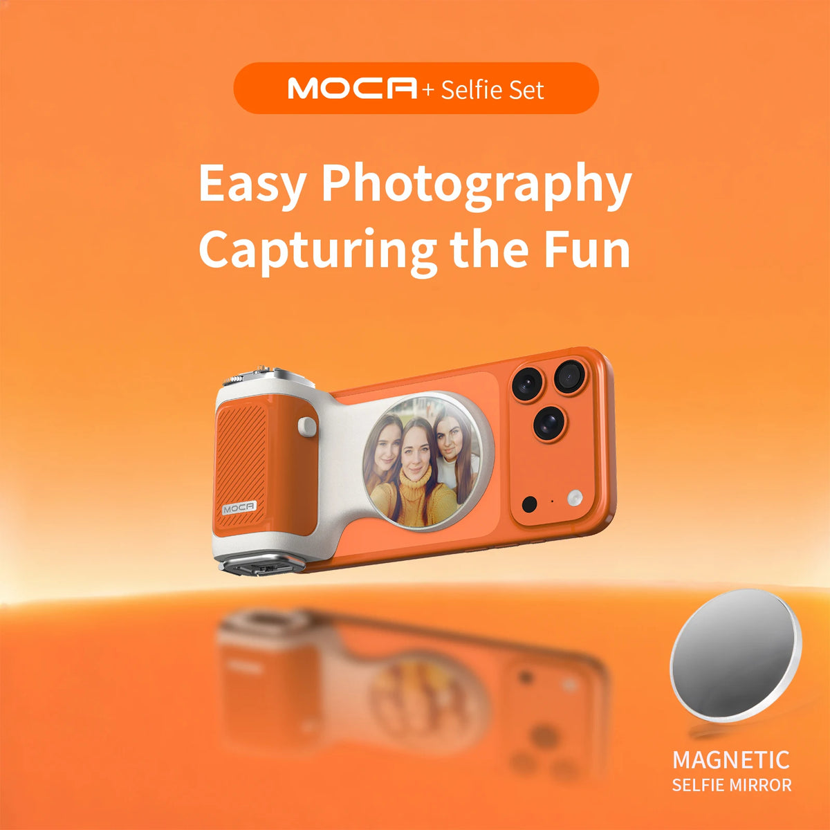 COMITOK MOCA iPhone Camera Assistant,1Click Lens Flip Shutter Grip/Detachable Charging Remote Control+Optional Fill Light/Mirror
