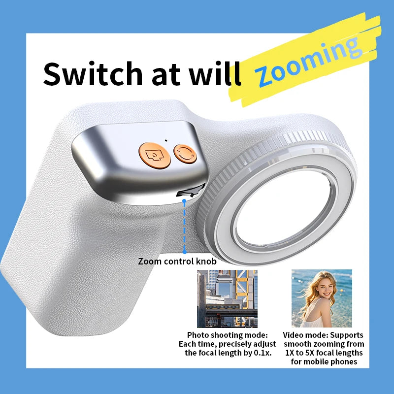 Magnetic Phone Grip with Remote Control Portable Shooting Handle for iPhone Vlog Recording Selfie, Easy One-Hand Operation
