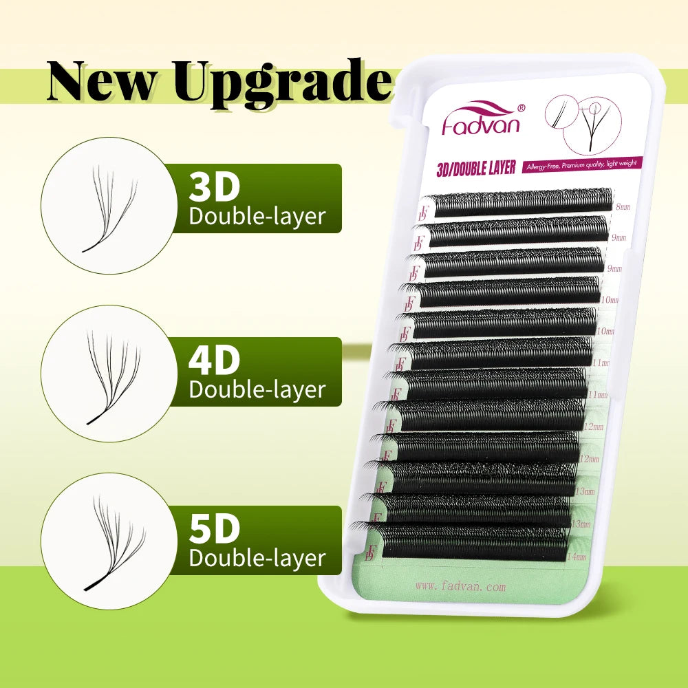 FADVAN Double Tips 6D 8D 10D W Shape Eyelashes Extensions Natural Volume Fans Eyelashes Makeup Tools