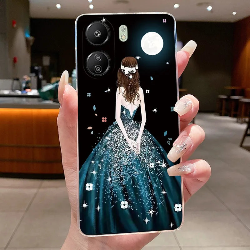 Case For Xiaomi Redmi 13C Poco C65 4G Capa Flower Butterfly Phone Casing Redmi13C Poco M6 5G Soft Silicone Transparent TPU Cover