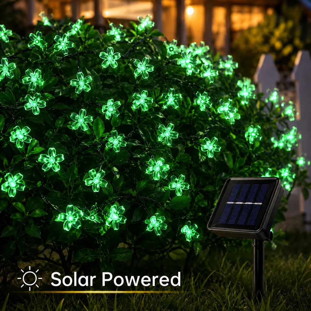 Halloween Lights Solar Cherry Blossom String Lights 5M/7M/12M 20/50/100LED 8 Modes for Garden Patio Haunted House Decor