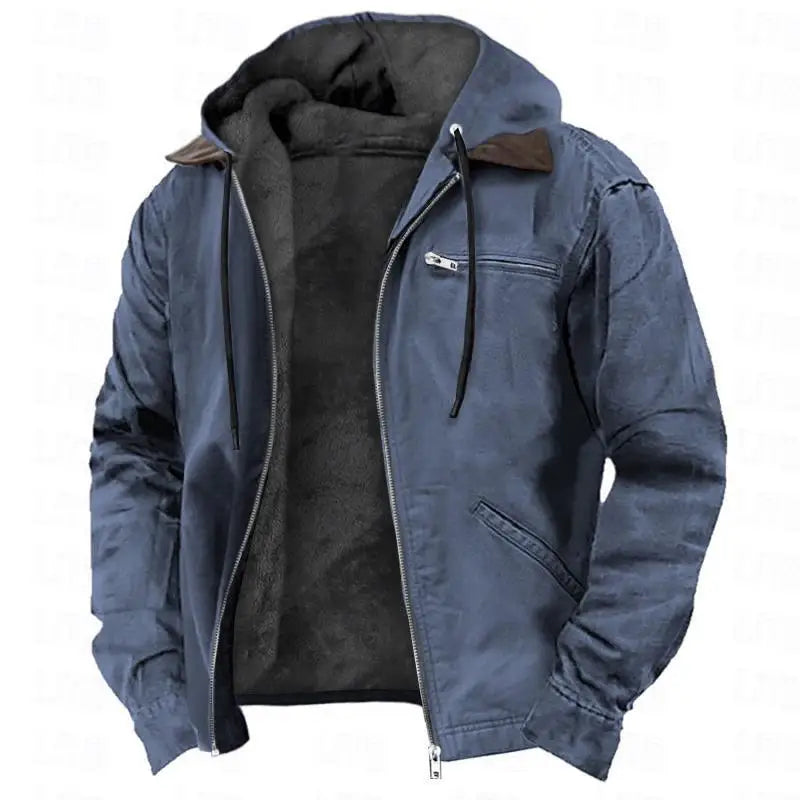 American European New Fashion Men’s Casual Trendy Solid Color Zipper Simple Cotton Padded Jacket Male Loose Coats Parkas Clothes