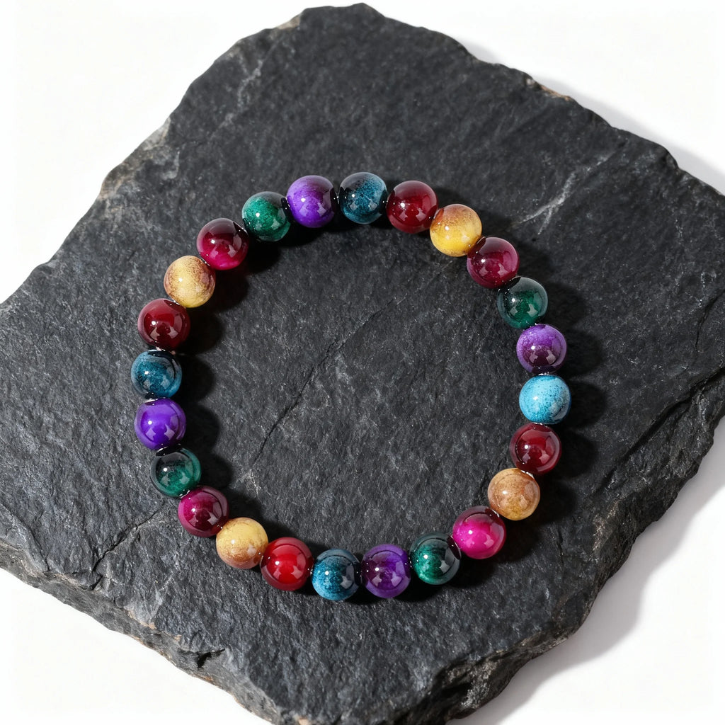 Fashion Autumn and Winter Jewellery Yellow Green Red Purple Blue Brazaletes for Family Banquet Unique Beaded Bracelets for Women