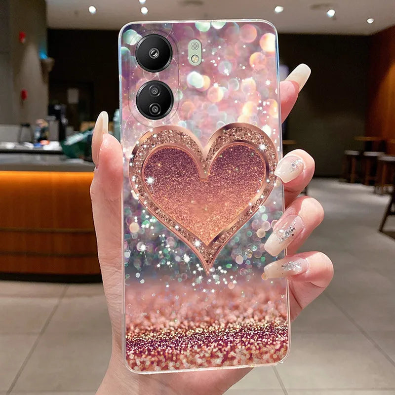 Case For Xiaomi Redmi 13C Poco C65 4G Capa Flower Butterfly Phone Casing Redmi13C Poco M6 5G Soft Silicone Transparent TPU Cover