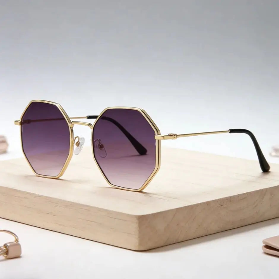 Sunglasses Women UV400 Mirror Lens Vintage Square Metal Alloy Frame Small Polygon Anti Glare for Men Ladies Sun Glasses Fashion
